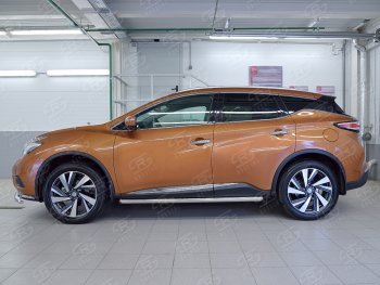 Защита порогов из круглой трубы диаметром 63 мм SLITKOFF v3 Nissan Murano  3 Z52 (2015-2025) дорестайлинг, рестайлинг