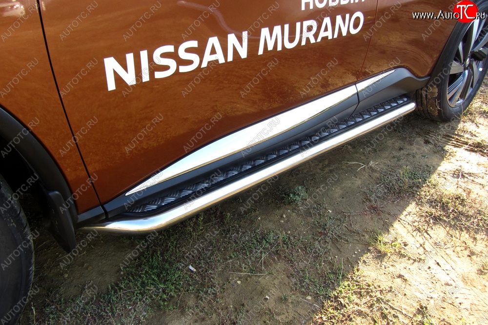 17 999 р. Широкая защита порогов с трубой диаметром d57 Slitkoff Nissan Murano 3 Z52 дорестайлинг (2015-2022)  с доставкой в г. Майкоп