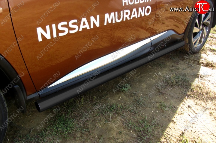 11 949 р. Защита порогов Slitkoff  Nissan Murano  3 Z52 (2015-2025) дорестайлинг, рестайлинг (Цвет: серебристый)  с доставкой в г. Майкоп