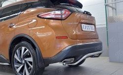 15 249 р. Защита заднего бампера (Ø42 мм волна под машину, нержавейка) SLITKOFF  Nissan Murano  3 Z52 (2015-2022) дорестайлинг  с доставкой в г. Майкоп. Увеличить фотографию 4