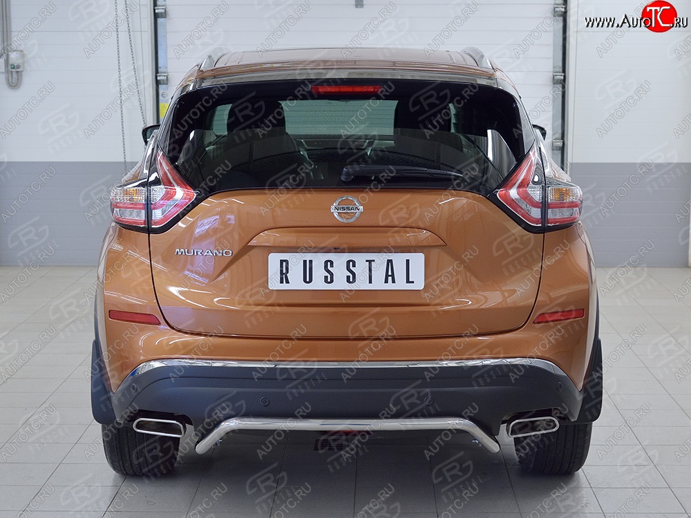 15 249 р. Защита заднего бампера (Ø42 мм волна под машину, нержавейка) SLITKOFF  Nissan Murano  3 Z52 (2015-2022) дорестайлинг  с доставкой в г. Майкоп
