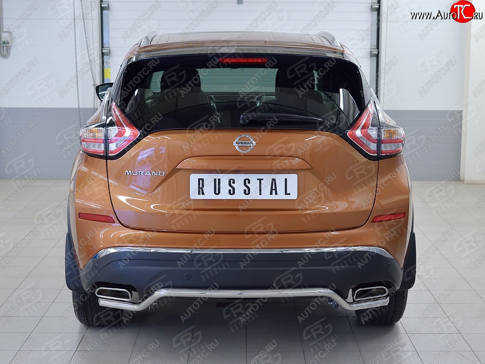 15 949 р. Защита заднего бампера (Ø42 мм волна, нержавейка) SLITKOFF  Nissan Murano  3 Z52 (2015-2022) дорестайлинг  с доставкой в г. Майкоп