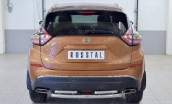 Защита заднего бампера (2 трубы Ø63 и 42 мм, нержавейка) SLITKOFF Nissan Murano  3 Z52 (2015-2022) дорестайлинг