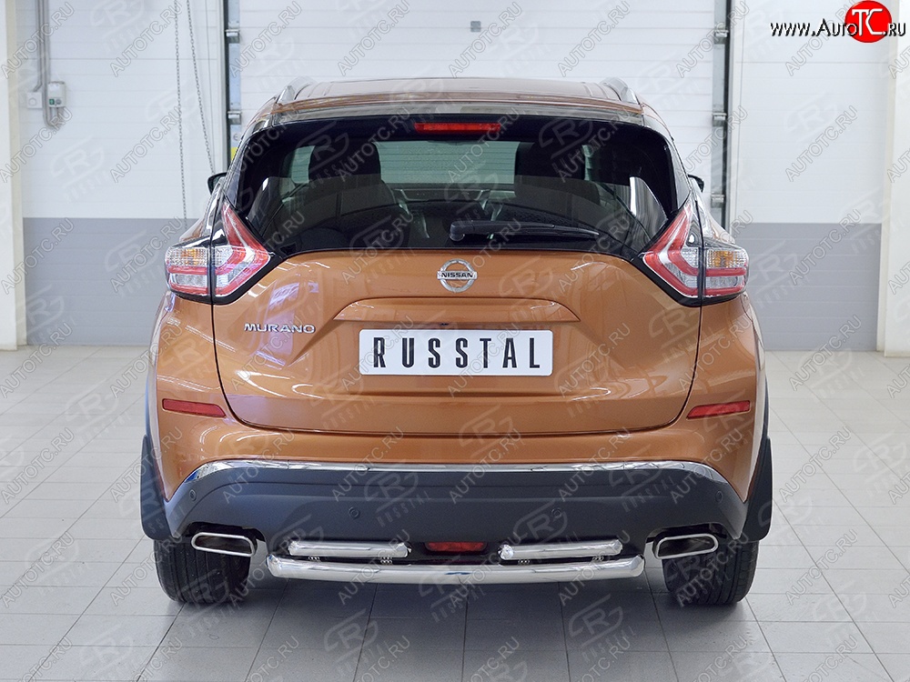 16 699 р. Защита заднего бампера (2 трубы Ø63 и 42 мм, нержавейка) SLITKOFF  Nissan Murano  3 Z52 (2015-2022) дорестайлинг  с доставкой в г. Майкоп