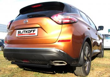 Защита заднего бампера Slitkoff (Ø 57, короткая) Nissan Murano  3 Z52 (2015-2022) дорестайлинг (Сталь с полимерным покрытием. Цвет: черный)