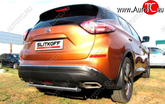 5 599 р. Защита заднего бампера Slitkoff (Ø 57, короткая)  Nissan Murano  3 Z52 (2015-2022) дорестайлинг (Сталь с полимерным покрытием. Цвет: серебристый)  с доставкой в г. Майкоп