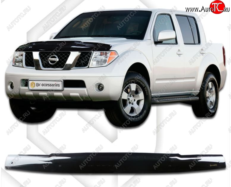 1 999 р. Дефлектор капота CA-Plastiс Nissan Navara 2 D40 дорестайлинг (2004-2010) (Classic черный, Без надписи)  с доставкой в г. Майкоп