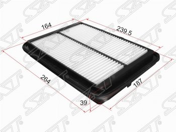 Фильтр воздушный двигателя SAT (264х187х39 mm) Nissan Navara  2 D40 (2004-2016) дорестайлинг, рестайлинг