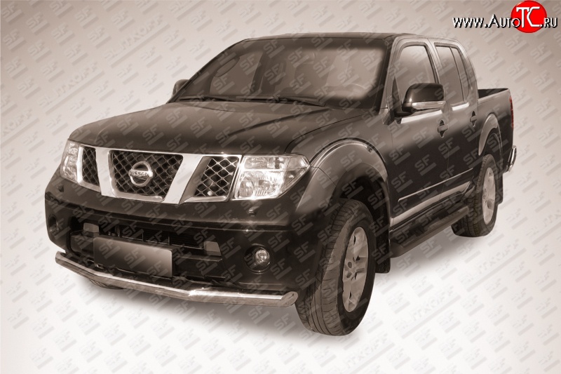 13 499 р. Одинарная защита переднего бампера из трубы диаметром 76 мм Slitkoff Nissan Navara 2 D40 дорестайлинг (2004-2010) (Нержавейка, Полированная)  с доставкой в г. Майкоп