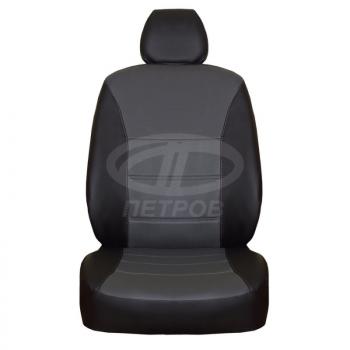 4 749 р. Чехлы на сиденья ПЕТРОВ Орегон (экокожа) Nissan Note 1 E11 дорестайлинг (2004-2008) (черный/серый)  с доставкой в г. Майкоп. Увеличить фотографию 2