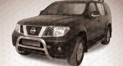 Усиленная низкая защита переднего бампера из трубы диаметром 76 мм Slitkoff Nissan Pathfinder  R51 (2004-2007) дорестайлинг