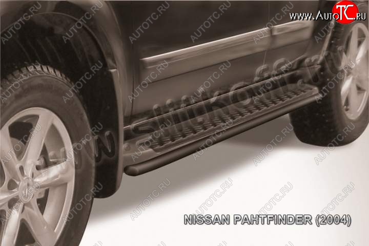 7 649 р. Защита штатного порога d42 Slitkoff Nissan Pathfinder R51 дорестайлинг (2004-2007) (Цвет: серебристый)  с доставкой в г. Майкоп