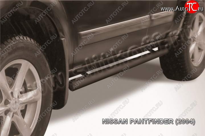 10 599 р. Защита порогов Slitkoff  Nissan Pathfinder  R51 (2004-2007) дорестайлинг (Цвет: серебристый)  с доставкой в г. Майкоп