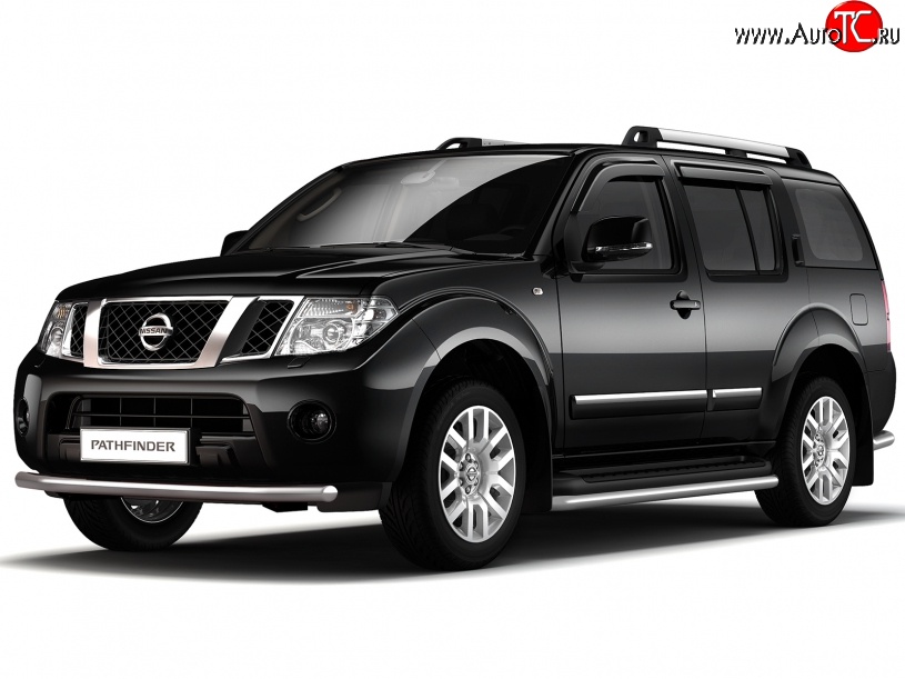 4 199 р. Защита порогов из трубы Ø51 Petroil Tuning Nissan Pathfinder R51 дорестайлинг (2004-2007) (Нержавеющая полированная сталь)  с доставкой в г. Майкоп