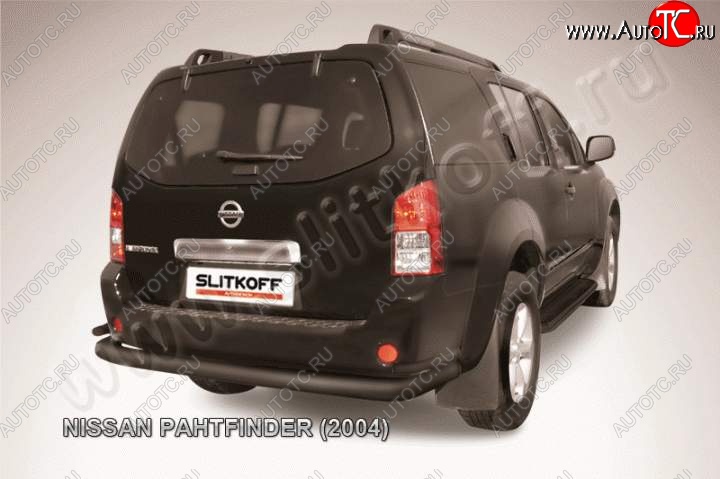 11 299 р. Защита задняя Slitkoff Nissan Pathfinder R51 дорестайлинг (2004-2007) (Цвет: серебристый)  с доставкой в г. Майкоп