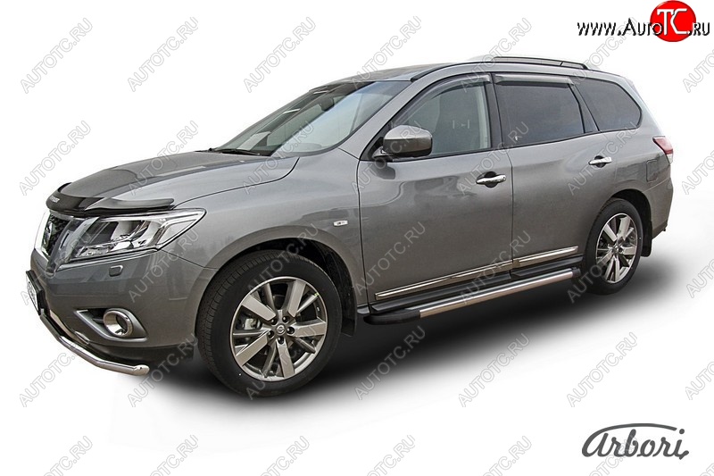 12 509 р. Порожки для ног Arbori Luxe Black Nissan Pathfinder R52 дорестайлинг (2012-2017)  с доставкой в г. Майкоп