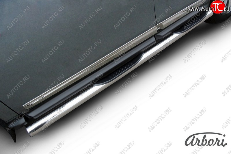 14 579 р. Защита штатных порогов Arbori (с проступью, нержавейка, d76 mm). Nissan Pathfinder R52 дорестайлинг (2012-2017)  с доставкой в г. Майкоп