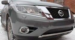1 469 р. Нижняя сетка на бампер Russtal (черная) Nissan Pathfinder R52 дорестайлинг (2012-2017)  с доставкой в г. Майкоп. Увеличить фотографию 2