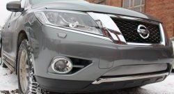 1 539 р. Нижняя сетка на бампер Russtal (хром) Nissan Pathfinder R52 дорестайлинг (2012-2017)  с доставкой в г. Майкоп. Увеличить фотографию 2