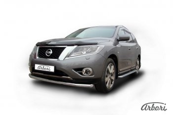 14 363 р. Защита переднего бампера Arbori (нержавейка, 1 труба d76 mm). Nissan Pathfinder R52 дорестайлинг (2012-2017)  с доставкой в г. Майкоп. Увеличить фотографию 2