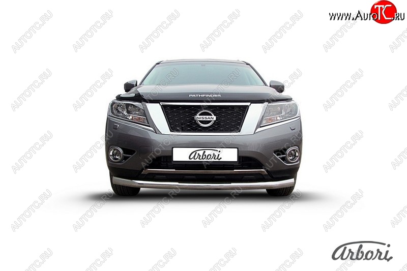 14 363 р. Защита переднего бампера Arbori (нержавейка, 1 труба d76 mm). Nissan Pathfinder R52 дорестайлинг (2012-2017)  с доставкой в г. Майкоп