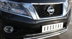 14 499 р. Защита переднего бампера (2 трубыØ63 и 42 мм, нержавейка) SLITKOFF Nissan Pathfinder R52 дорестайлинг (2012-2017)  с доставкой в г. Майкоп. Увеличить фотографию 3