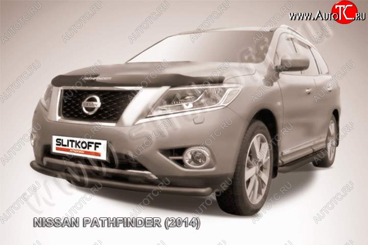 8 999 р. Защита переднего бампер Slitkoff Nissan Pathfinder R52 дорестайлинг (2012-2017) (Цвет: серебристый)  с доставкой в г. Майкоп
