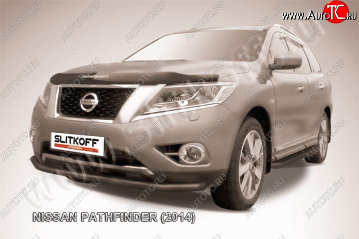 8 999 р. Защита переднего бампер Slitkoff Nissan Pathfinder R52 дорестайлинг (2012-2017) (Цвет: серебристый)  с доставкой в г. Майкоп