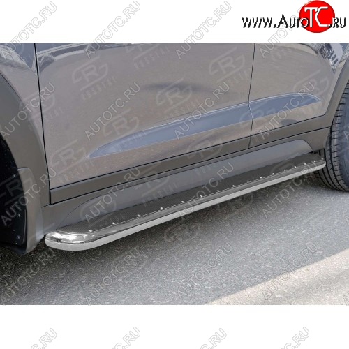 35 549 р. Широкая защита порогов с трубой диаметром 42 мм SLITKOFF v3 Nissan Pathfinder R52 дорестайлинг (2012-2017)  с доставкой в г. Майкоп