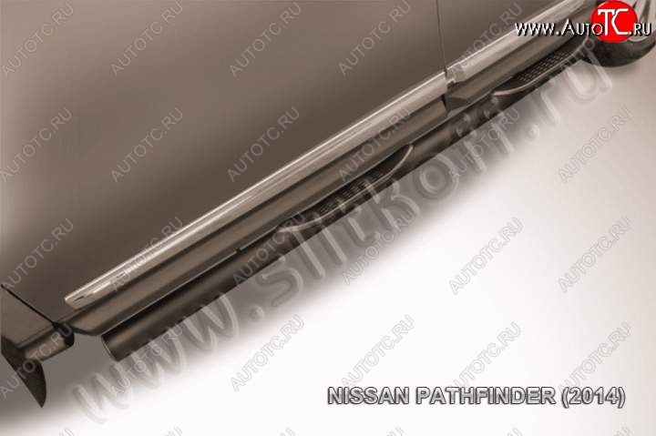 12 399 р. Защита порогов Slitkoff  Nissan Pathfinder  R52 (2012-2017) дорестайлинг (Цвет: серебристый)  с доставкой в г. Майкоп