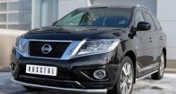 70 999 р. Защита порогов из круглой трубы диаметром 63 мм Russtal Nissan Pathfinder R52 дорестайлинг (2012-2017) (Защита порогов с со скосами на торцах (вариант 1))  с доставкой в г. Майкоп. Увеличить фотографию 4