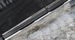 83 999 р. Защита порогов с пластиковыми вставками для ног из круглой трубы диаметром 76 мм Russtal Nissan Pathfinder R52 дорестайлинг (2012-2017) (Защита порогов с со скосами на торцах (вариант 1))  с доставкой в г. Майкоп. Увеличить фотографию 5