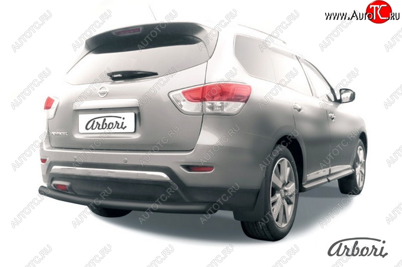 7 559 р. Защита заднего бампера Arbori (черная, 1 труба d76 mm). Nissan Pathfinder R52 дорестайлинг (2012-2017)  с доставкой в г. Майкоп