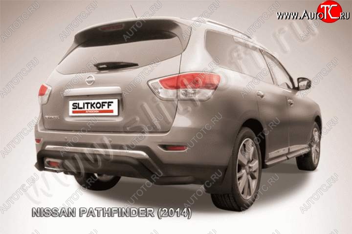 9 999 р. Защита задняя Slitkoff  Nissan Pathfinder  R52 (2012-2017) дорестайлинг (Цвет: серебристый)  с доставкой в г. Майкоп