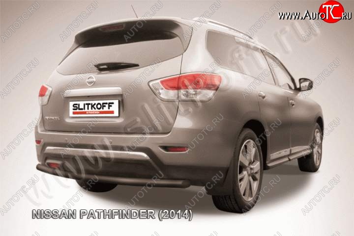 8 999 р. Защита задняя Slitkoff  Nissan Pathfinder  R52 (2012-2017) дорестайлинг (Цвет: серебристый)  с доставкой в г. Майкоп