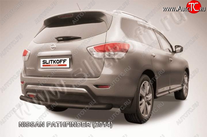9 999 р. Защита задняя Slitkoff  Nissan Pathfinder  R52 (2012-2017) дорестайлинг (Цвет: серебристый)  с доставкой в г. Майкоп