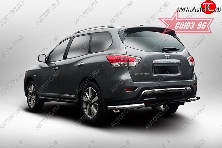 11 789 р. Угловая защита заднего бампера с диаметром трубы 60 мм Souz-96 Nissan Pathfinder R52 дорестайлинг (2012-2017)  с доставкой в г. Майкоп