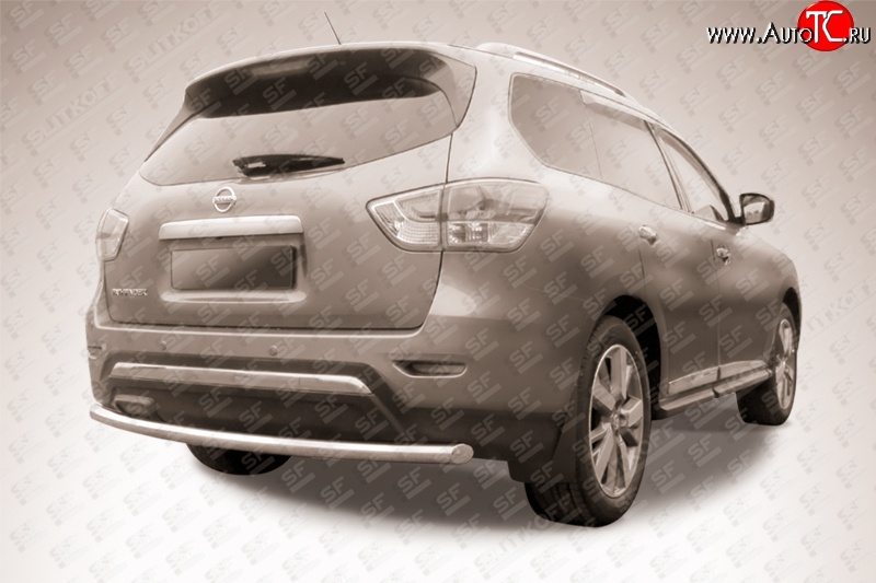 12 999 р. Защита заднего бампера из трубы диаметром 57 мм Slitkoff  Nissan Pathfinder  R52 (2012-2017) дорестайлинг (Нержавейка, Полированная)  с доставкой в г. Майкоп