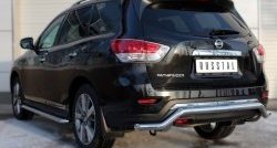 14 799 р. Защита заднего бампера (Ø63 мм волна, нержавейка) SLITKOFF  Nissan Pathfinder  R52 (2012-2017) дорестайлинг  с доставкой в г. Майкоп. Увеличить фотографию 3