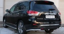 16 349 р. Защита заднего бампера (Ø63 мм уголки, нержавейка) SLITKOFF  Nissan Pathfinder  R52 (2012-2017) дорестайлинг  с доставкой в г. Майкоп. Увеличить фотографию 4