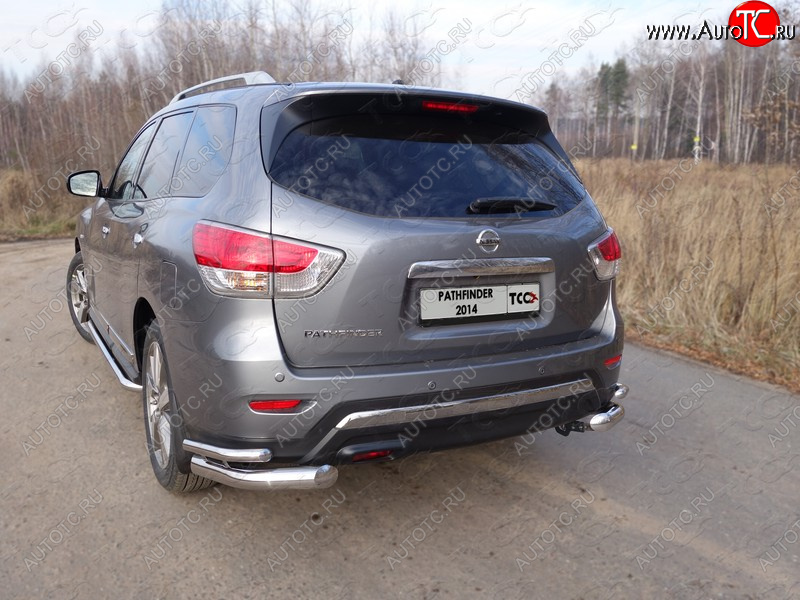 26 499 р. Защита заднего бампера (уголки двойные) ТСС 76,1/42,4 мм  Nissan Pathfinder  R52 (2012-2017) дорестайлинг  с доставкой в г. Майкоп
