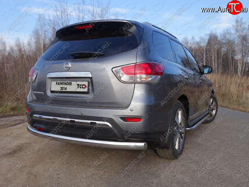 23 899 р. Защита заднего бампера (овальная) ТСС (нержавейка d 75х42 мм)  Nissan Pathfinder  R52 (2012-2017) дорестайлинг  с доставкой в г. Майкоп