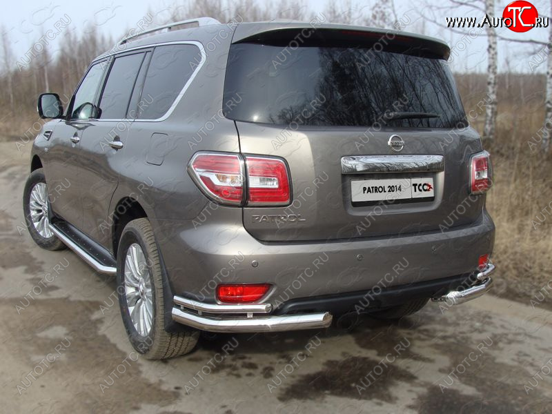 26 499 р. Защита заднего бампера (уголки двойные) ТСС 76,1/42,4 мм  Nissan Patrol  6 (2014-2017) Y62 рестайлинг  с доставкой в г. Майкоп