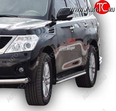 24 499 р. Защита порогов ТехноСфера (Техно Сфера) (нержавейка, d40 mm) Nissan Patrol 6 Y62 дорестайлинг (2010-2014)  с доставкой в г. Майкоп