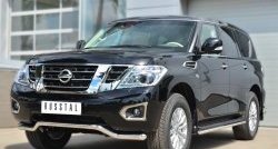 19 699 р. Защита переднего бампера (Ø63 мм волна, нержавейка) SLITKOFF  Nissan Patrol  6 (2010-2014) Y62 дорестайлинг  с доставкой в г. Майкоп. Увеличить фотографию 3
