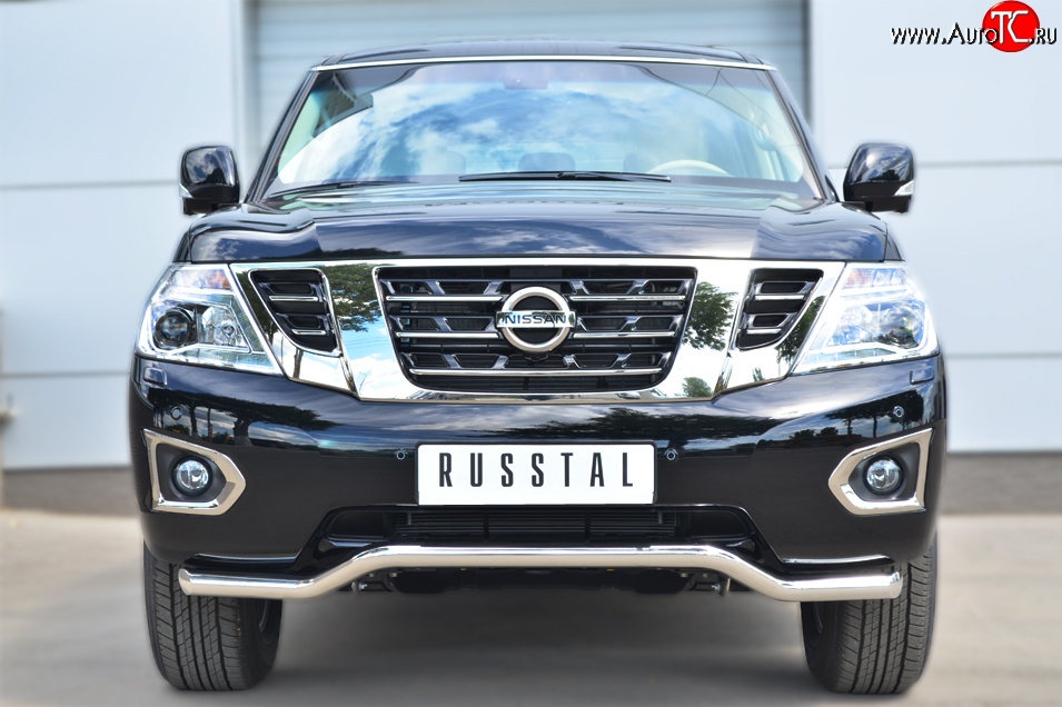 19 699 р. Защита переднего бампера (Ø63 мм волна, нержавейка) SLITKOFF  Nissan Patrol  6 (2010-2014) Y62 дорестайлинг  с доставкой в г. Майкоп