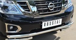 28 899 р. Защита переднего бампера (Ø63 мм с углами, нержавейка) SLITKOFF  Nissan Patrol  6 (2010-2014) Y62 дорестайлинг  с доставкой в г. Майкоп. Увеличить фотографию 2
