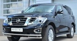 28 899 р. Защита переднего бампера (Ø63 мм с углами, нержавейка) SLITKOFF  Nissan Patrol  6 (2010-2014) Y62 дорестайлинг  с доставкой в г. Майкоп. Увеличить фотографию 4
