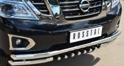 30 999 р. Защита переднего бампера (Ø63 мм с зубами, нержавейка) SLITKOFF Nissan Patrol 6 Y62 рестайлинг (2014-2017)  с доставкой в г. Майкоп. Увеличить фотографию 2