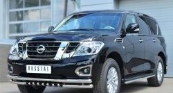 30 999 р. Защита переднего бампера (Ø63 мм с зубами, нержавейка) SLITKOFF Nissan Patrol 6 Y62 рестайлинг (2014-2017)  с доставкой в г. Майкоп. Увеличить фотографию 4